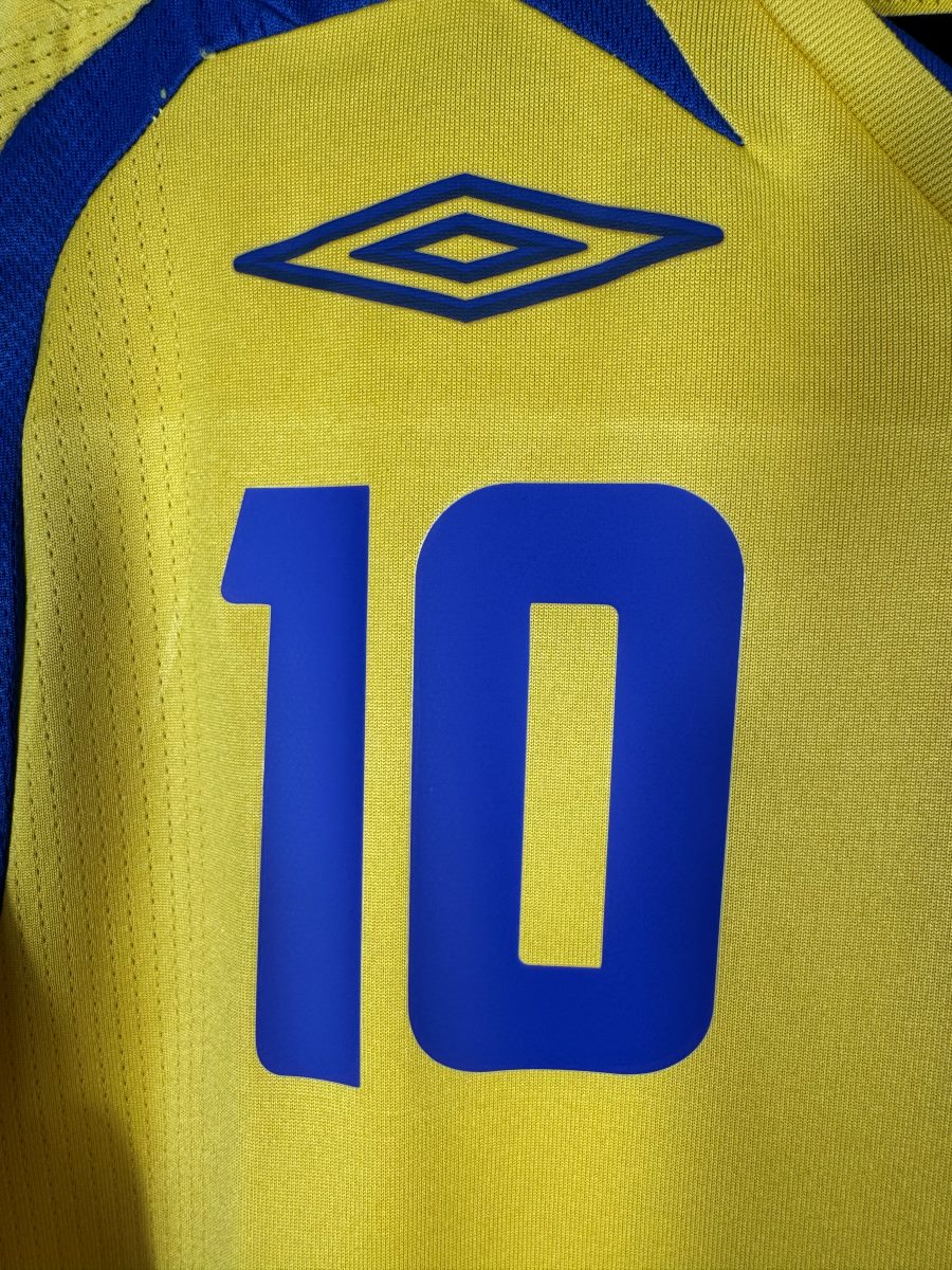 Numéro 10 floqué sur la poitrine et logo Umbro du maillot Suède 2008