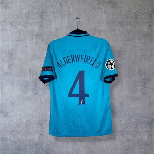 Dos du maillot Tottenham 2019-2020 third bleu ciel avec flocage Alderweireld N°4 et patch Champions League