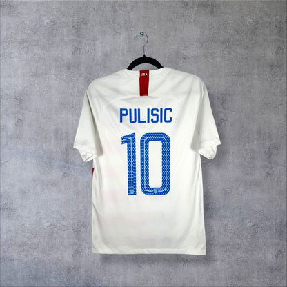 Dos du maillot USA 2018 domicile blanc avec flocage Pulisic N°10 Captain America authentique soccer américain