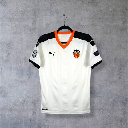 Maillot Valencia CF 2019-2020 domicile de face, blanc à col orange et épaules noires, logo Puma