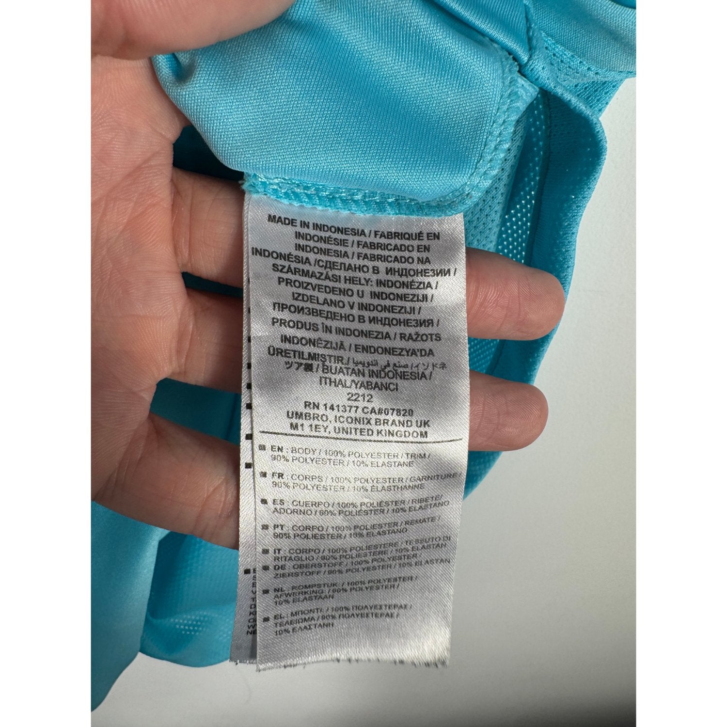 Étiquette d'authenticité Umbro prouvant l'originalité du maillot