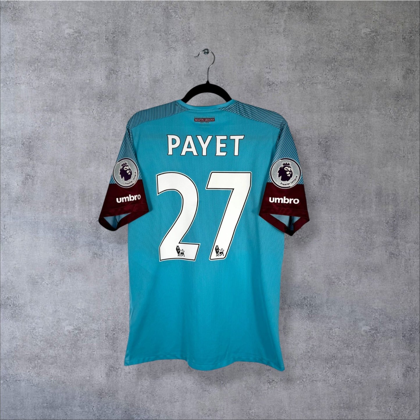 Flocage Payet numéro 27 sur maillot West Ham 2015-2016 Extérieur