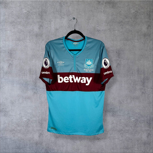 Maillot authentique West Ham 2015-2016 Extérieur bleu ciel Umbro vue de face