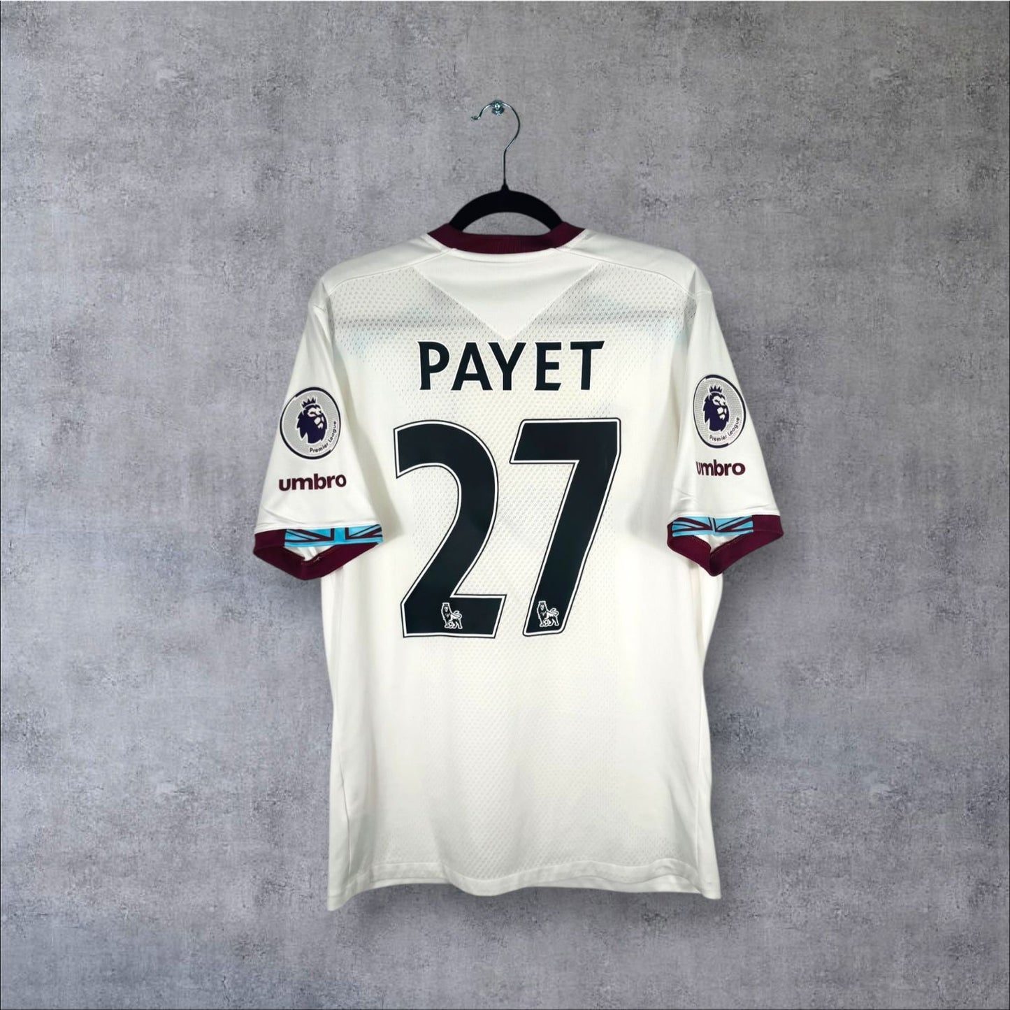 Flocage Payet numéro 27 sur maillot West Ham United 2016-2017 Extérieur