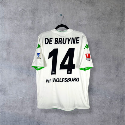 Dos du maillot Wolfsburg 2014-2015 extérieur blanc avec flocage De Bruyne numéro 14 marine