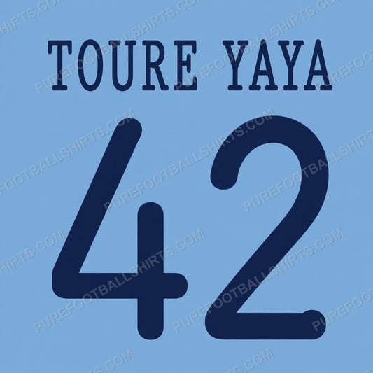 Flocage Touré Yaya 42 Manchester City 2013-2014 domicile — nameset repro typo Ligue des Champions