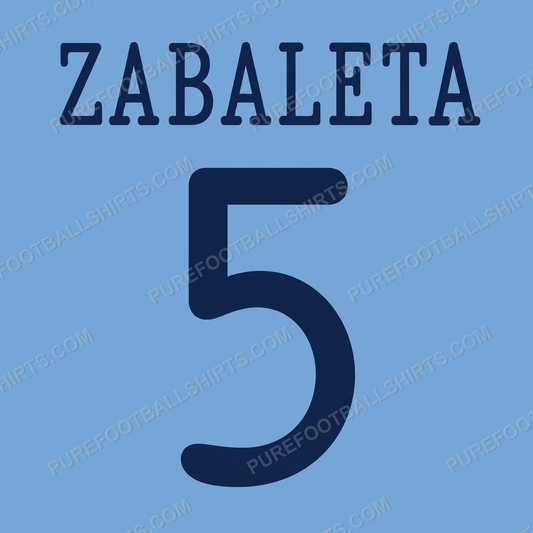 Flocage Zabaleta 5 Manchester City 2013-2014 domicile — nameset repro typo Ligue des Champions